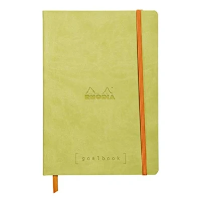 Obrázek Rhodia 117746C poznámkový sešit Goalbook (DIN A5, 14,8 x 21 cm, puntíky, praktický a trendový, s měkkým víkem, 90 g, papír v barvě slonoviny, 120 listů, gumička, záložka) 1 kus, anýzová zelená