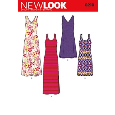 Obrázek Simplicity 6210 New vzhled střih na dámské pletené šaty ve dvou délky, Info listy v angličtině, velikost A (36 48)