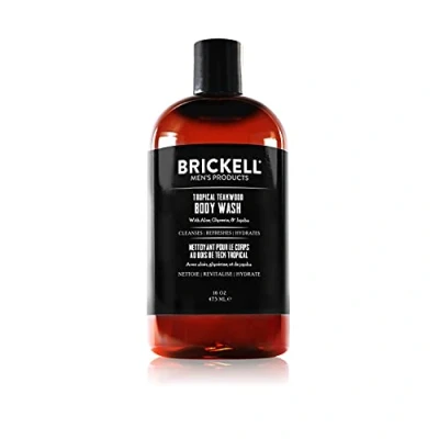 Obrázek Brickell Pánský osvěžující sprchový gel pro muže, přírodní a organický hloubkový čisticí s aloe, glycerinem jojobou, bez sulfátů (tropické teakové dřevo, 473 ml)