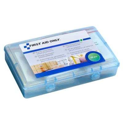 Obrázek First Aid Only Sada náplastí průmysl/obchod (100 kusů) 100 různých velikostí a tvarů v uzavíratelném zásobníku na dlažbu P 10023