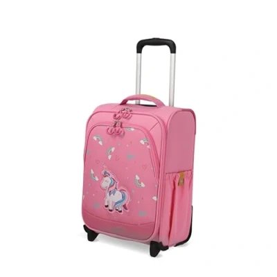 Obrázek Travelite Dětský kufr se 2 kolečky pro mini průzkumníky světa, příruční zavazadlo, dětská taška na kolečkách Minimover z recyklovaného polyesteru, Jednorožec (růžový), vozík koly (44 cm)