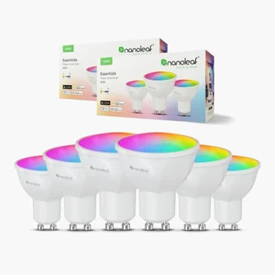 Obrázek Nanoleaf Matter Essentials žárovka, 6 chytrých RGBW GU10 LED žárovek přes Thread, Bluetooth 16 milionů barev lamp, Sync, funguje s Google Home Apple, Deko &amp; Gaming