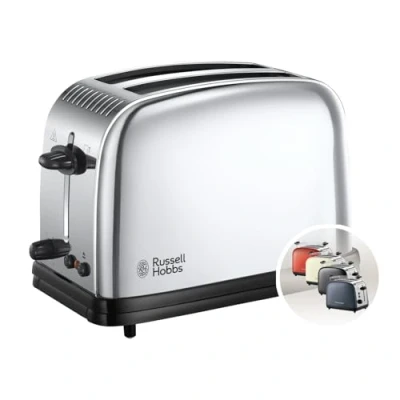 Obrázek Russell Hobbs Toustovač [na 2 plátky] Victory ušlechtilá ocel (extra široké štěrbiny na tousty, 6 stupňů opečení + funkce rozmrazování a zahřívání, technologie rychlého toustování, 1670 W) 23311 56