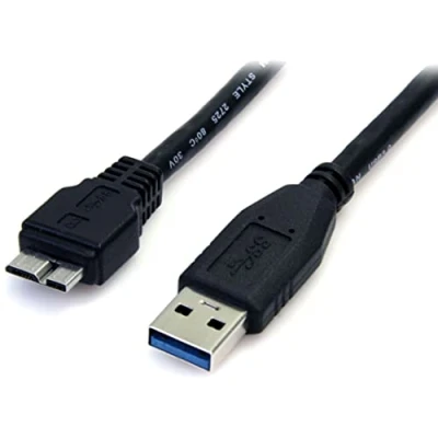 Obrázek StarTech.com 0,5 m USB 3.0 A na Micro B kabel, St/St, černý, 50 cm SuperSpeed připojovací konektor /