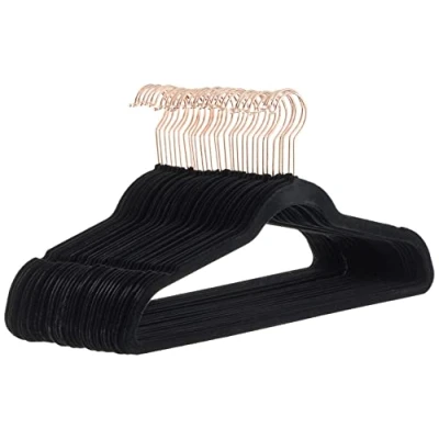 Obrázek Amazon Basics Ramínko na šaty ze sametu, 30 kusů, černé/růžové zlato
