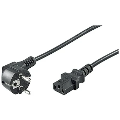 Obrázek Goobay 50078 kabel pro studená zařízení 2,5 m / C13 zdířka a 90 stupňů ochranný kontakt zástrčka úhlová univerzální PC monitor napájecí síťový