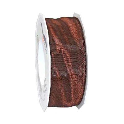 Obrázek PRÄSENT Lyon Band mit Drahtkante Espresso, 25 m Dekoband zum Verzieren &amp; Basteln, 40 mm Breite, leicht biegsames Schleifenband, für Festliche Dekos zu besonderen Anlässen
