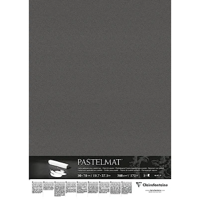 Obrázek Clairefontaine Balení 96009C (s 5 kreslícími archy pastelová mat, 50 x 70 cm, 360 g, ideální pro suché techniky a pastely) antracit