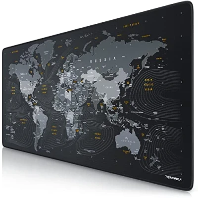 Obrázek Titanwolf XXL Speed Gaming podložka pod myš mapa světa 900 x 400 mm na stůl Large Size zlepšuje přesnost a rychlost