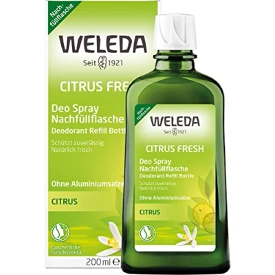 Obrázek WELEDA Bio deodorant CITRUS FRESH doplňovací láhev přírodní kosmetika s éterickými oleji, působí deodorační účinek, aniž by uzavíral póry, bez hliníkových solí (1 x 200 ml)