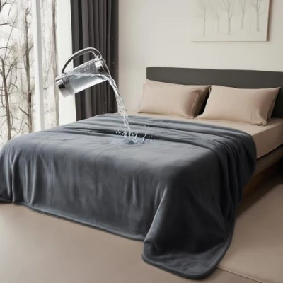 Obrázek Bedding Aid Nepromokavá deka 203 x 229 cm, hebká přikrývka, flaušová, pro psy, z lásky, vodotěsná, kočičí deka, tmavě šedá / světle