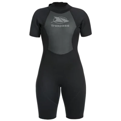 Obrázek Trespass Scubadive, černý, XXL, krátký neoprenový oblek se zipem 7 mm pro dámy, XX Large / 2XL 2X Large, černý