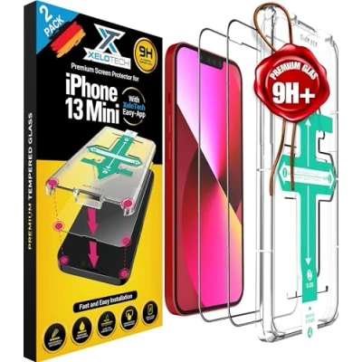 Obrázek XeloTech 3D/4D ochranné sklo pro iPhone 13 MINI se šablonou Easy App tvrzené