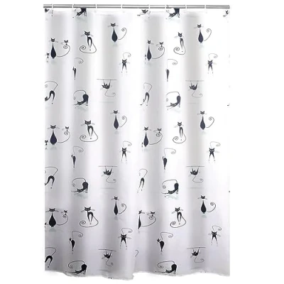 Obrázek RIDDER Sprchový závěs textil, látka, bílo černý, 200 x 180 0,02 cm