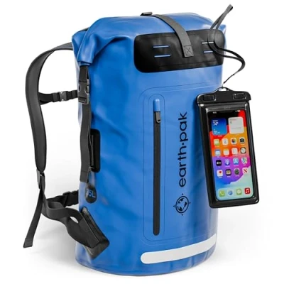 Obrázek Earth Pak vodotěsný batoh 35 l/55 l s výkonným rolovacím topem, uzávěrem, kapsa na zip a vodotěsné pouzdro mobil IPX8