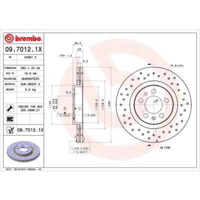 Obrázek Brzdový kotouč BREMBO 09.7012.1X