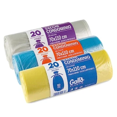 Obrázek Gallo , 60 separate Sammelbeutel, hochfest, 70x110cm, 110 Liter, Blau, Transparent, Gelb
