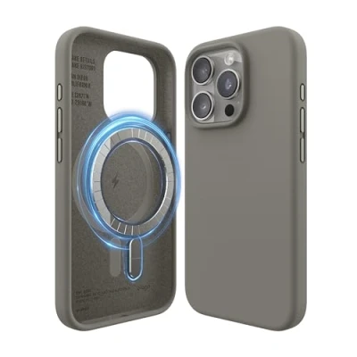 Obrázek elago Magnetické silikonové pouzdro kompatibilní s iPhone 15 Pro, příslušenstvím MagSafe, integrované magnety, prémiový silikon, ochranné na celé tělo [5vrstvá struktura]