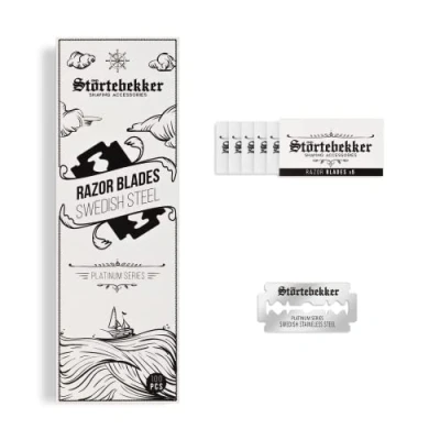 Obrázek Störtebekker® Premium 100 ostrých břitů pro holicí strojek a strojky ze švédské ušlechtilé oceli vhodné citlivou pokožku vč. kvalitního balení