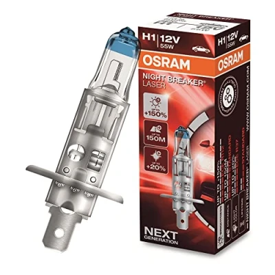 Obrázek OSRAM NIGHT BREAKER LASER H1, +150% více jasu, halogenová žárovka do světlometu, 64150NL, 12V osobní automobily, skládací krabice (1 žárovka)