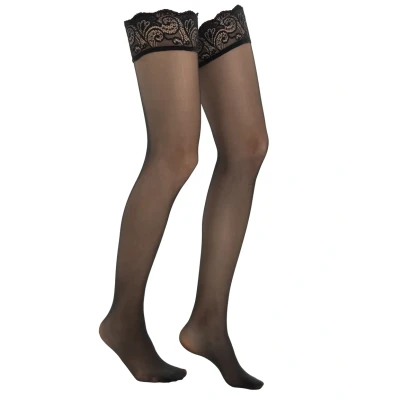 Obrázek Falke MATT Deluxe 20 Denier STAY UPS Transparent Nadkolenky, Ženy, Velikost: 35 37, Black