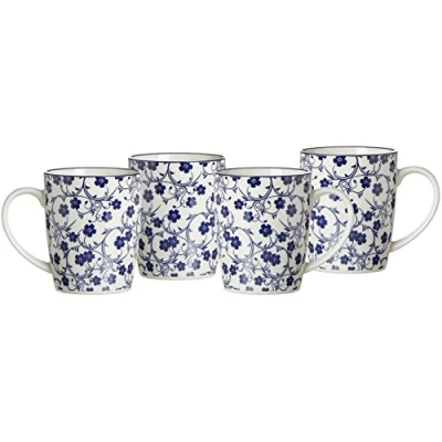 Obrázek Ritzenhoff &amp; Breker Sada hrnků na kávu Royal Sakura, 4dílná, 350 ml, porcelánové nádobí, modrobílá, 4 kusy (1 balení)