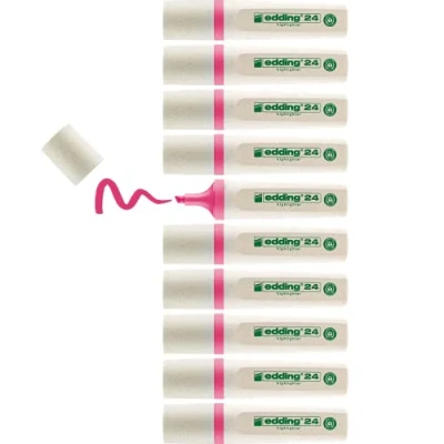 Obrázek edding 24 EcoLine highlighter pink 10 Textmarker Keilspitze 2 5 mm zum schnellen und einfachen Markieren Hervorheben von Texten Notizen nachfüllbar, aus recycelbarem Material