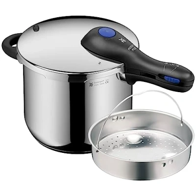 Obrázek WMF Perfect Plus One Pot tlakový hrnec, indukční 6,5 l, s vložkou, parní hrnec ochranou proti plameni, velký signál vaření, 2 stupně odnímatelná rukojeť víka