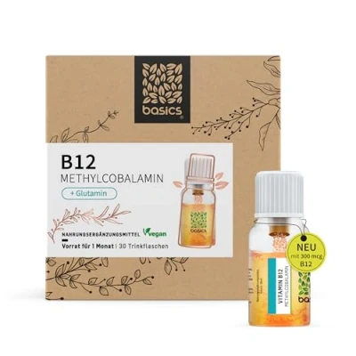 Obrázek basics Měsíční krém Vitamín B12 methylkobalamin 30 x 10ml lahvičky vysoce koncentrovaný vitamin a glutamin pro snížení únavy vyčerpání