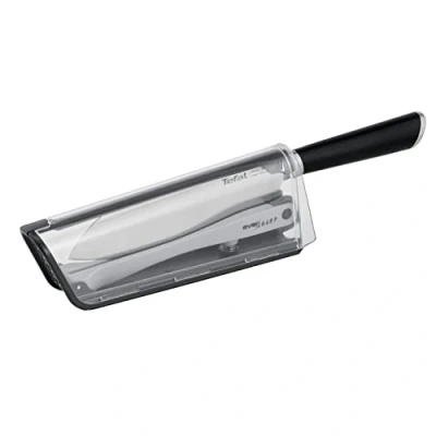Obrázek Tefal K25790 Eversharp nůž Santoku + ostřič nožů integrovaný brusný systém, univerzální kuchyňský nůž, černý, 16,5 cm