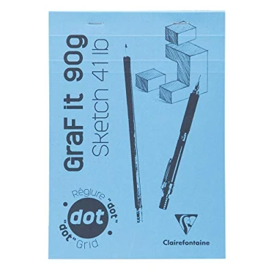 Obrázek Clairefontaine 96693C Skizzenblock Graf it, DIN A4, 21x29,7 cm, 80 Blatt, 90g, DOT Lineatur, geheftet, ideal für Trockentechiken, 1 Stück, Himmelblau