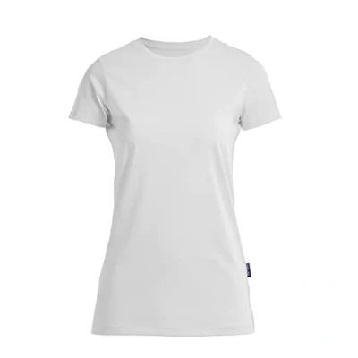 Obrázek HRM dámské luxusní tričko Roundneck Tee vel. I Premium kulatý výstřih ze 100% bio bavlny Basic pratelné do 60 C kvalitní &amp; udržitelné horní díly, bílá (White