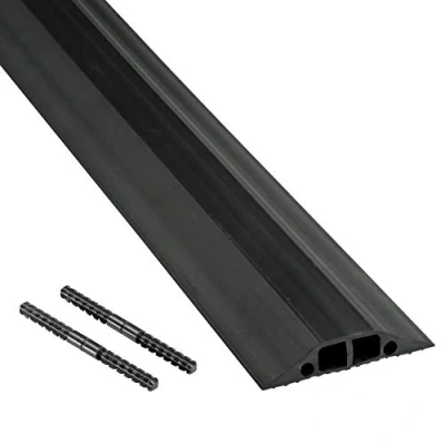 Obrázek D Line Boden Kabelbrücke FC83B/2C/9M mit Steckverbindung Modular gefertigte Schlauchbrücke Für Fußverkehr geeignete Kabelabdeckung Kabelkanal 83x15mm Breit, 9m Länge Schwarz