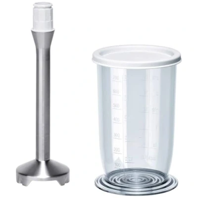 Obrázek Bosch Noha mixéru z ušlechtilé oceli MFZ4060, speciální příslušenství, nůž se čtyřmi čepelemi &quot;Quattro Blade&quot;, škálovaný mixovací kelímek s víkem, vhodný pro ruční mixéry řady MFQ4 a tyčových