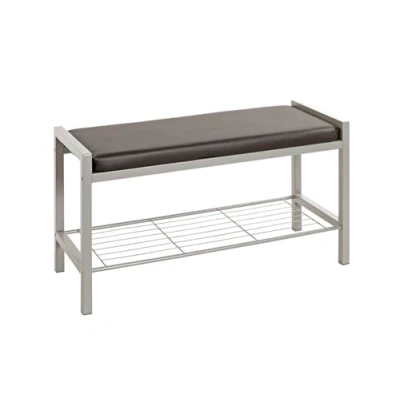 Obrázek HAKU Möbel Lavice na boty hliník, černá, umělá kůže, kov rozměry: š 80 cm x v 48 h 32 cm, styl: moderní