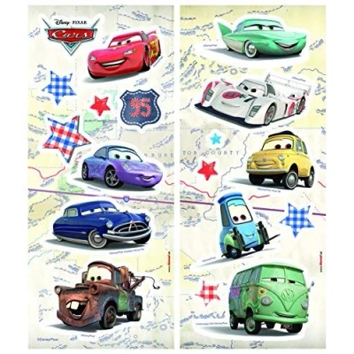 Obrázek Komar 14800 Deco nálepka na &quot;Cars&quot;, velikost 14 x 33 cm, 2 oblouk, 18 dílů, odstranitelná snímatelné A Wiederaufklebbar, pestrý