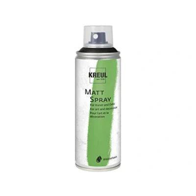 Obrázek KREUL 76327 barevný sprej černý, 200 ml, klasicky matný na vodní bázi vysoce pigmentovaný a voděodolný, odolný vůči styropou, pro vnitřní venkovní použití