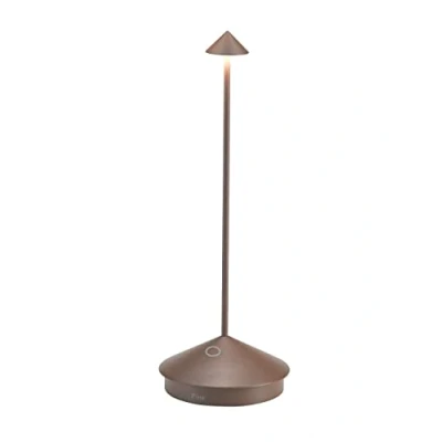 Obrázek Zafferano, Pina Pro Lampe, Wiederaufladbare und Kabellose Tischlampe mit Touch Control, Geeignet für den Innen Außenbereich, Dimmer, 2700 K, Höhe 29 cm, Farbe Corten