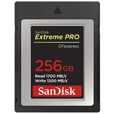 Obrázek SanDisk Paměťová karta Extreme Pro CFexpress typ B 256 GB (1700 MB/s čtení, 1200 zápis, RescuePRO Deluxe, RAW videa, 4K, kompatibilita s XQD)