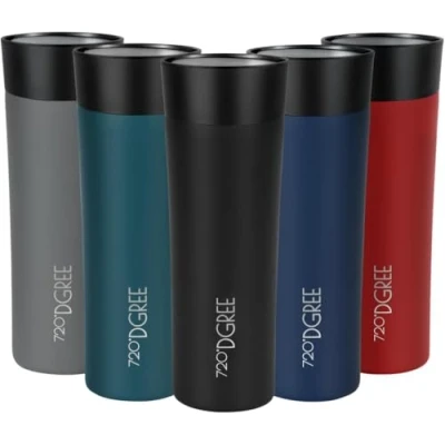 Obrázek 720DGREE Termopohárek 460 ml &quot;PleasureToGo 2.0&quot; 3 velikosti, 6 h horký, 12 studený, zabezpečený proti vytečení, bez BPA, hygienický, 360 otvor na pití Štíhlý cestovní hrnek, termohrnek To Go