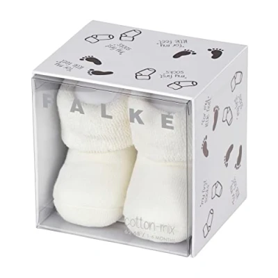 Obrázek FALKE Unisex Baby První ponožky prodyšné, trvale udržitelná bavlna šetrné k pokožce silné obzvláště měkké s plyšem, jednobarevná elastická zóna na kotníku, v dárkové krabičce 1 pár, bílá (Off white