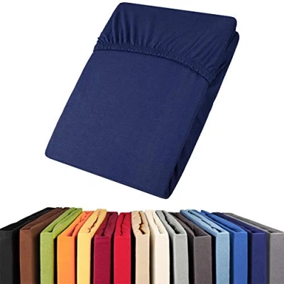 Obrázek aqua textil Viana napínací prostěradlo 180 x 200 cm tmavě modré bavlněné Jersey