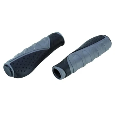 Obrázek Prophete Rukojeti řídítek, 1 pár, černá, délka 130 mm, ergonomicky tvarované, se šroubovacím upevněním a zátkami chromové kroužky komfortní gripy na kolo pro větší stabilitu styl