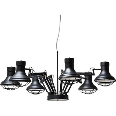 Obrázek Kare Designové závěsné svítidlo Spider Multi 6, velké, nastavitelné svítidlo, rustikální lampy do jídelny, lampy, černé (V/Š/H) 60 x 110 cm