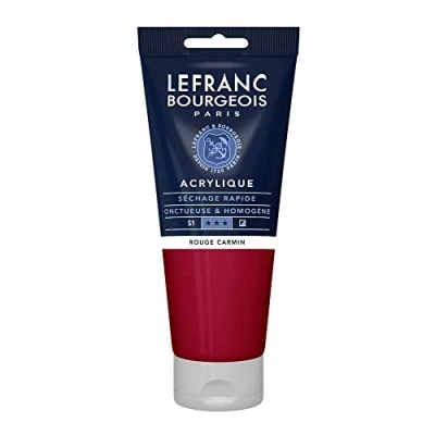 Obrázek Lefranc Bourgeois akrylová barva 300357 Fine karmínově červená, tuba 200 ml, krémová na vodní bázi, rychleschnoucí, stálá světle, voděodolná