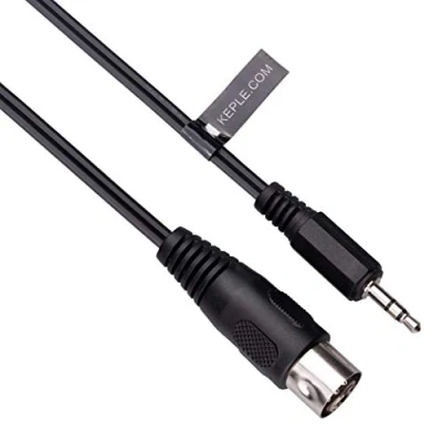 Obrázek 5DIN MIDI na 3,5mm AUX TRS zdířce audio kabel, 5pólový 3,5 mm sterokonem, kompatibilní se smartphony, PC notebooky, zesilovači, HI FI, podporuje analogový zvukový signál 1 m