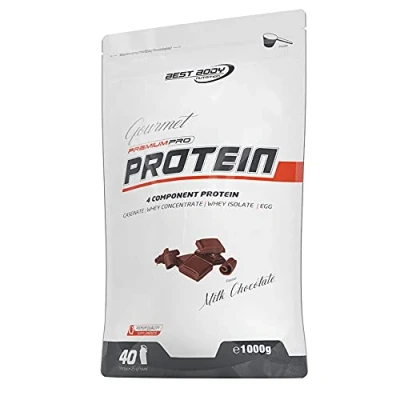 Obrázek Best Body Nutrition Gourmet Premium Pro Protein, mléčná čokoláda, 4 komponenty Protein Shake: Caseinat, Whey koncentrát, Isolat, Eiprotein, 1 kg Zipp sáček