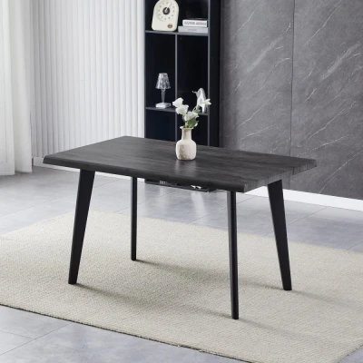 Obrázek Stůl jídelní, 130x80x75 cm, MDF deska, dekor šedý dub, kov, černý lak HT F4413 GREY