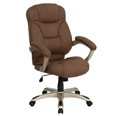 Obrázek Flash Furniture Kancelářská židle Jessie s vysokým opěradlem, mikrovlákno, moderní, ergonomická, područkami, hnědá