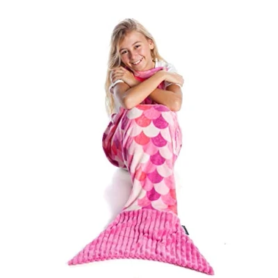 Obrázek Die weiche Meerjungfrau decke, Mikrofaser plaid für Kinder, sofa oder meerjungfrauen Deckensack, Schlafsack, Reisedecke 135 cm lang, mit Flosse, PINK